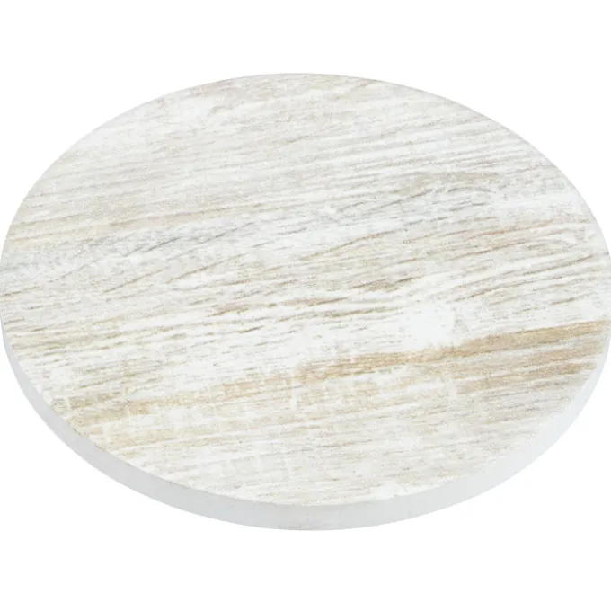 Absorbent Stone Coaster - Round - Whitewashed Wood