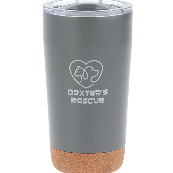 Austin Vacuum Tumbler with Cork Bottom - 16 oz. - Laser Engraved