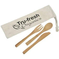 Bamboo Cutlery Set in Cotton Pouch