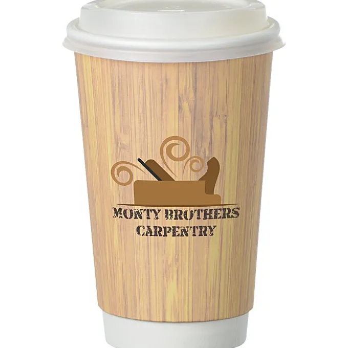 Bamboo Full Color Insulated Paper Cup with Lid - 16 oz.