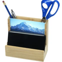 Bamboo Photo Frame Desk Organizer