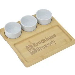 Bamboo Serving Tray with Ceramic Bowls