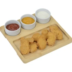 Bamboo Serving Tray with Ceramic Bowls