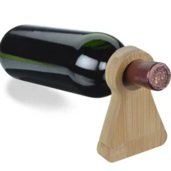 Bamboo Wine Bottle Stand with Corkscrew