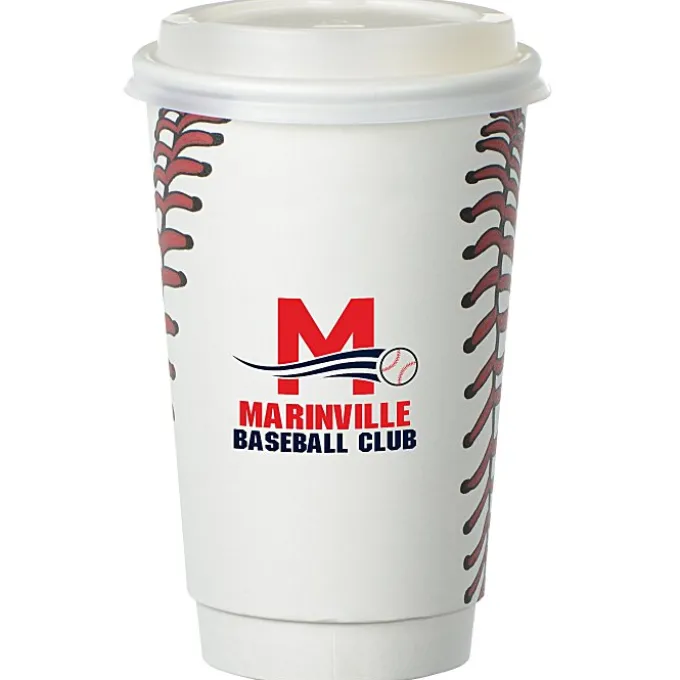 Baseball Full Color Insulated Paper Cup with Lid - 16 oz.