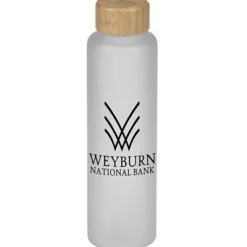 Belle Frosted Glass Bottle with Bamboo Lid - 20 oz.