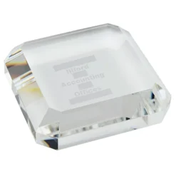 Beveled Crystal Paperweight - Square