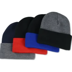 Big Cuff Knit Cap - Two Tone