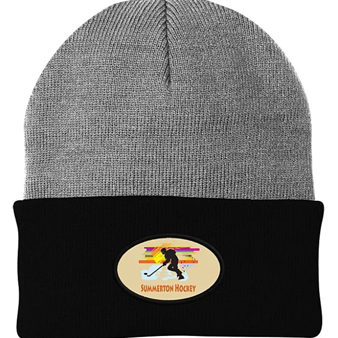Big Cuff Knit Cap - Two Tone - Full Color Patch