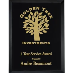 Black Glass Wall Plaque - 12 inches