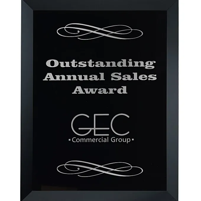 Black Glass Wall Plaque - 9 inches