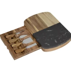 Black Marble Cheese Board Set