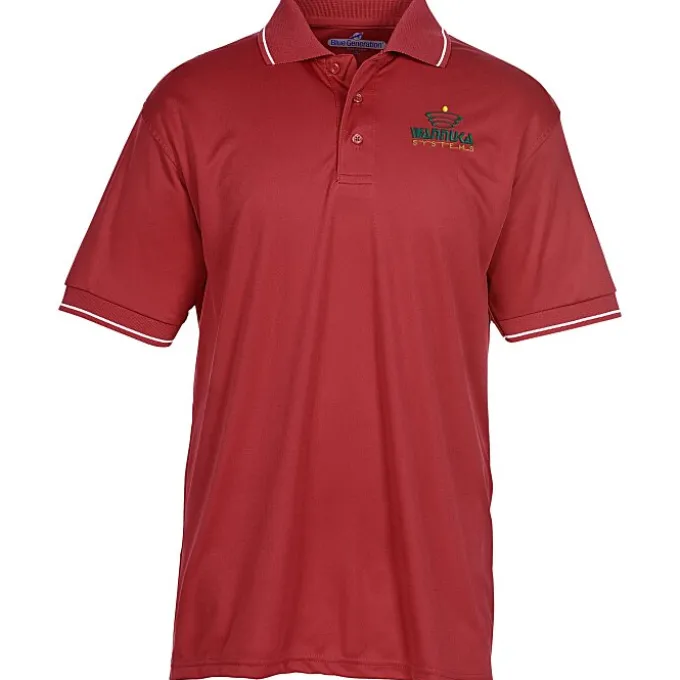 BLU-X-DRI Stain Release Performance Tipped Polo - Men's