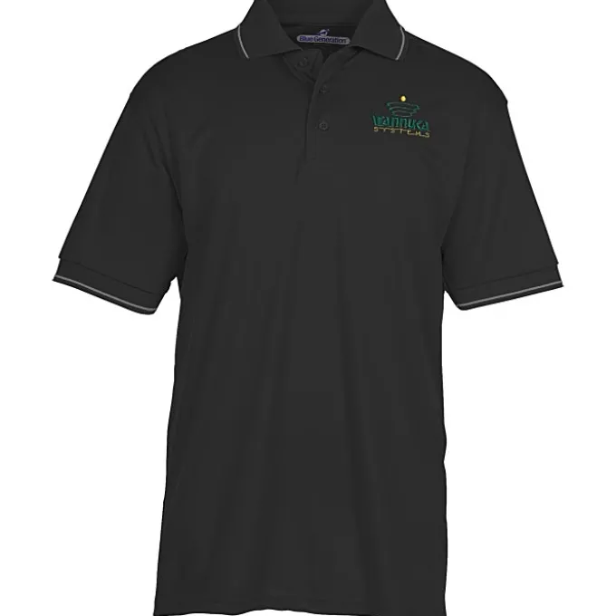 BLU-X-DRI Stain Release Performance Tipped Polo - Men's
