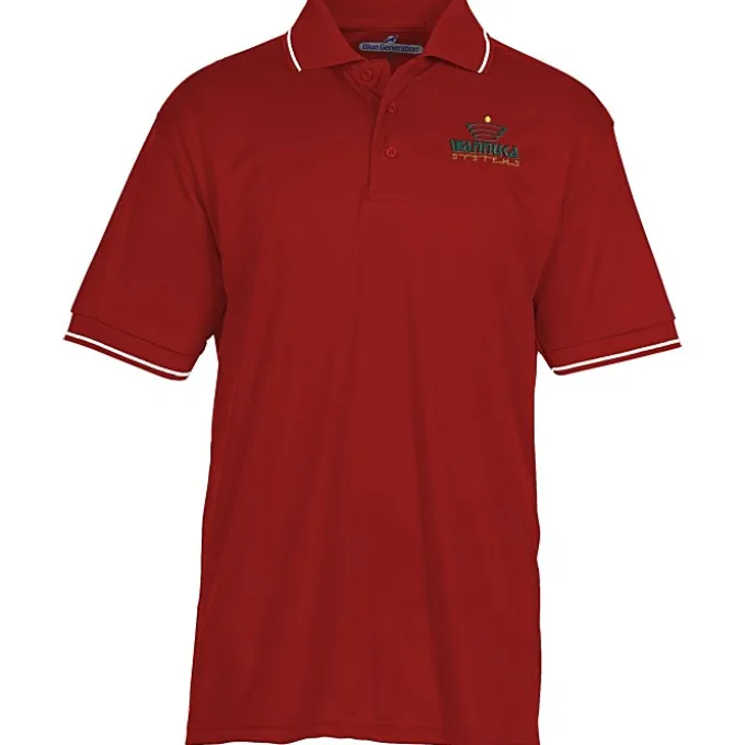 BLU-X-DRI Stain Release Performance Tipped Polo - Men's