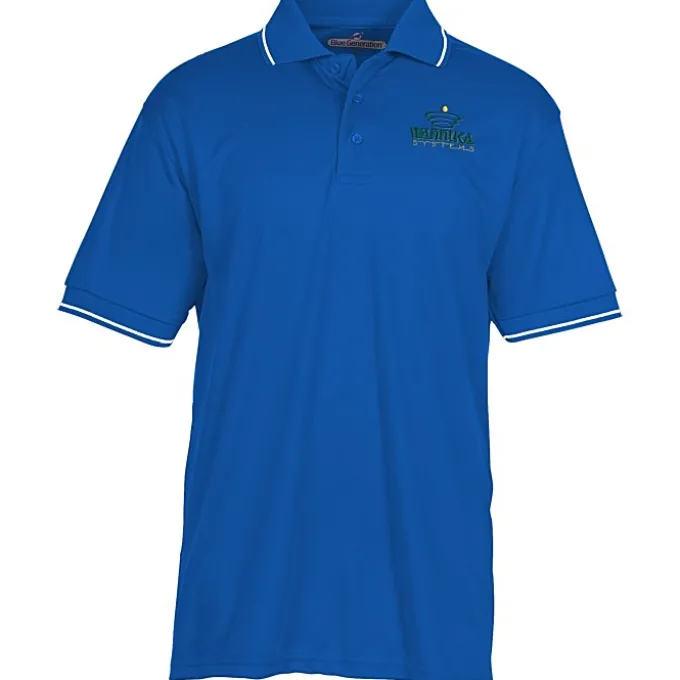 BLU-X-DRI Stain Release Performance Tipped Polo - Men's