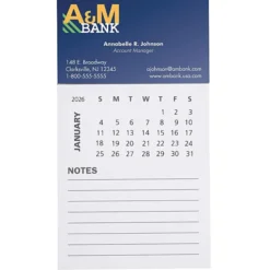Business Card Magnet with Calendar and Notepad