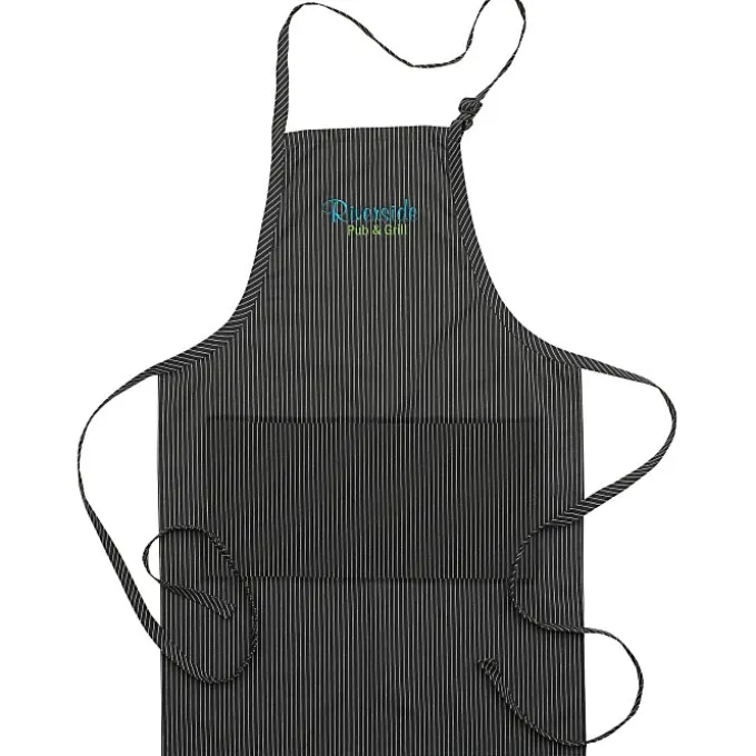 Butcher Apron with Two Patch Pockets - Pinstripe