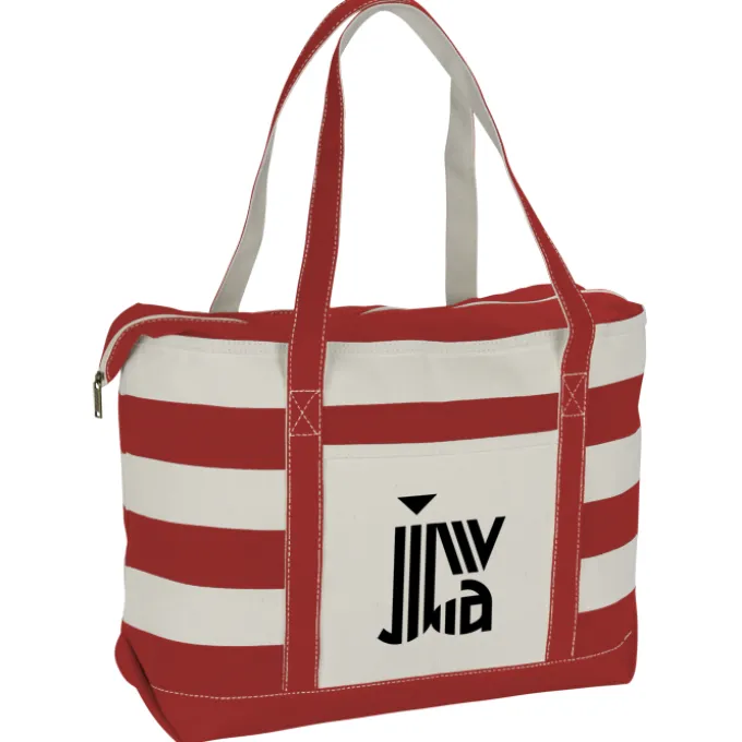Canvas Nautical 18-oz Zip Top Tote - 14 inches x 24 inches - 24 hr