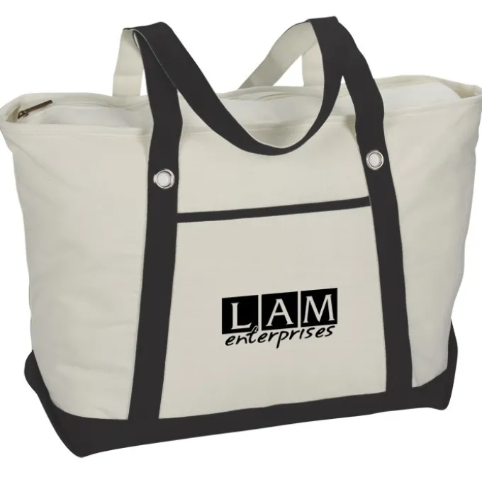 Canvas 12-oz Sailing Zip Top Tote - 14 inches x 23 inches