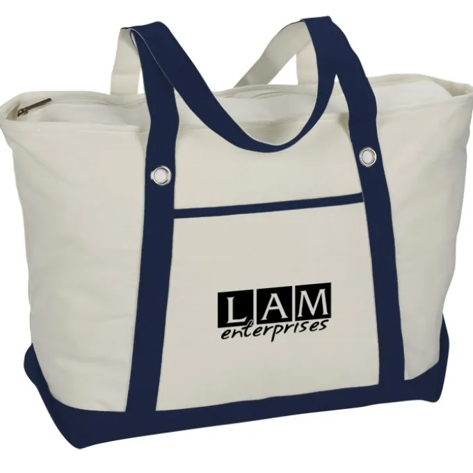 Canvas 12-oz Sailing Zip Top Tote - 14 inches x 23 inches