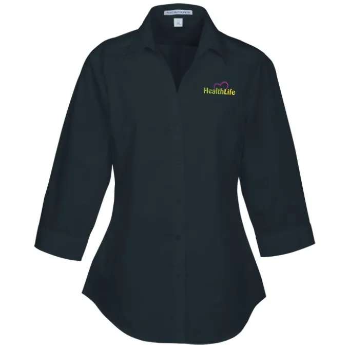 Carefree 3/4 Sleeve Poplin Shirt - Ladies'