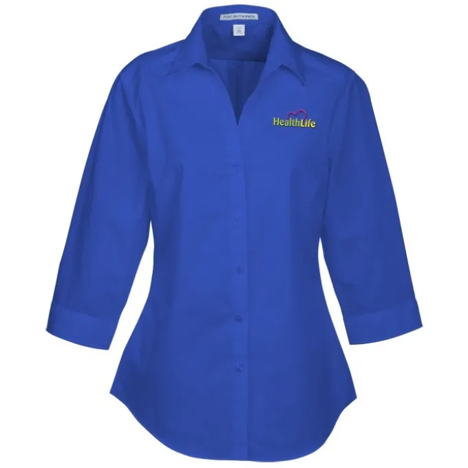 Carefree 3/4 Sleeve Poplin Shirt - Ladies'