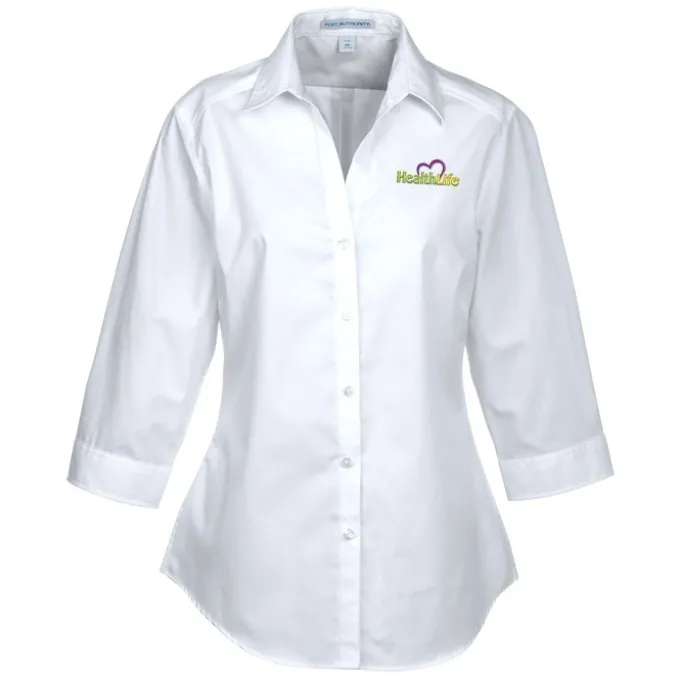 Carefree 3/4 Sleeve Poplin Shirt - Ladies'