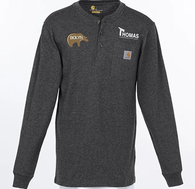 Carhartt Long Sleeve Henley Shirt - Embroidered