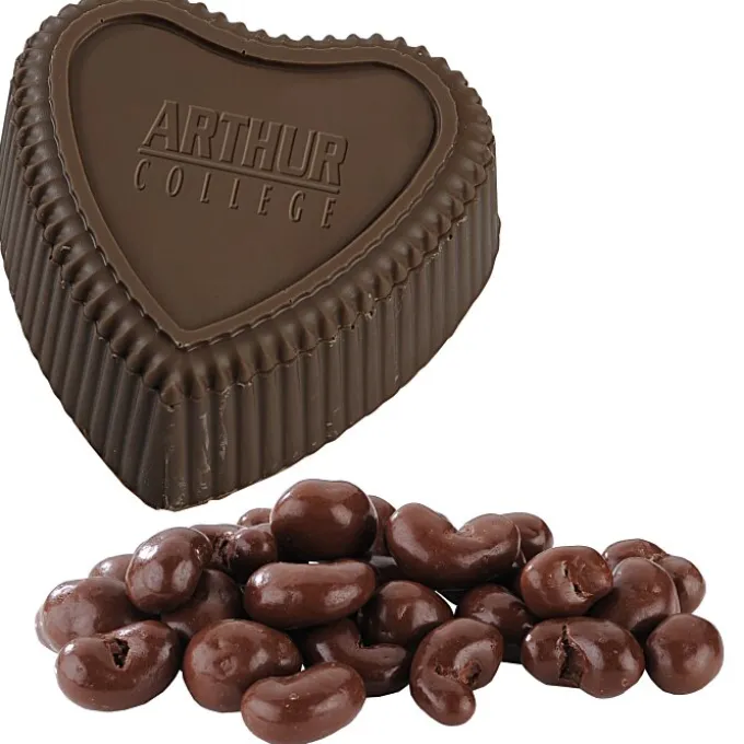 Chocolate Heart Box with Confection - Silver Box