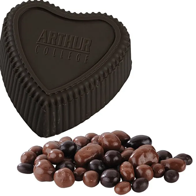 Chocolate Heart Box with Confection - Silver Box