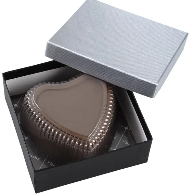 Chocolate Heart Box with Confection - Silver Box