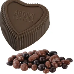 Chocolate Heart Box with Confection - Silver Box