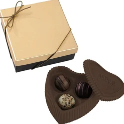 Chocolate Heart Box with Truffles - Gold Box