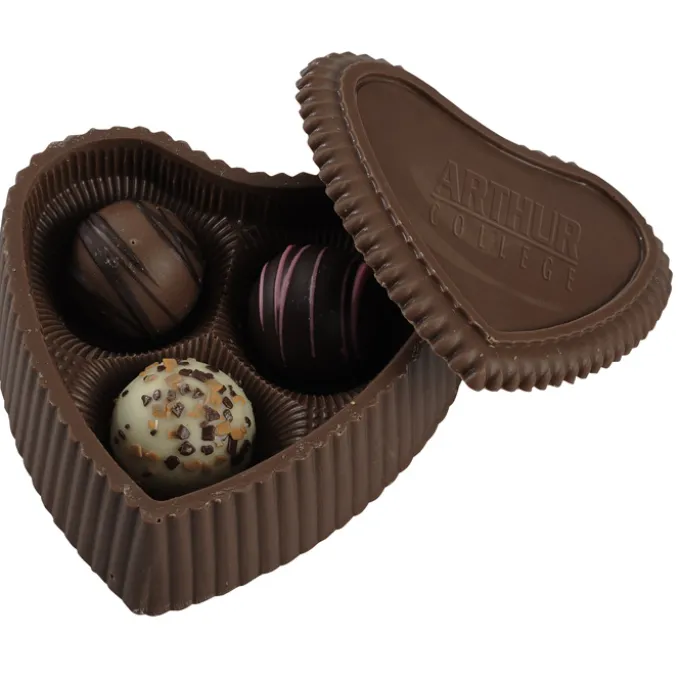 Chocolate Heart Box with Truffles - Gold Box