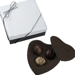 Chocolate Heart Box with Truffles - Silver Box