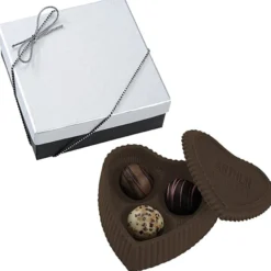 Chocolate Heart Box with Truffles - Silver Box