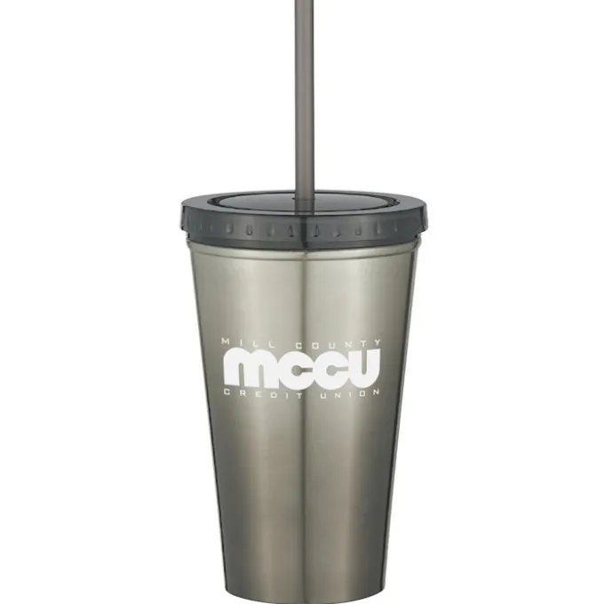 Chroma Stainless Tumbler with Straw - 16 oz. - 24 hr