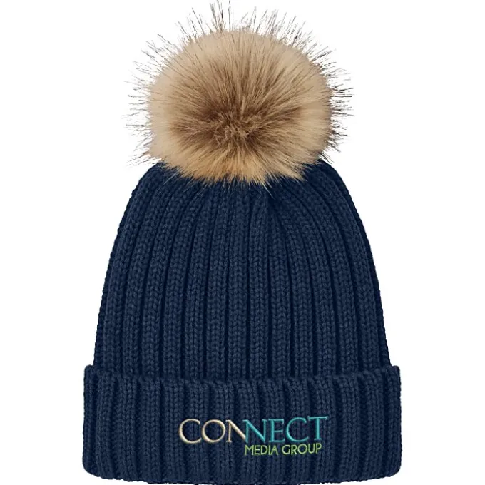 Chunky Knit Faux Fur Pom Beanie