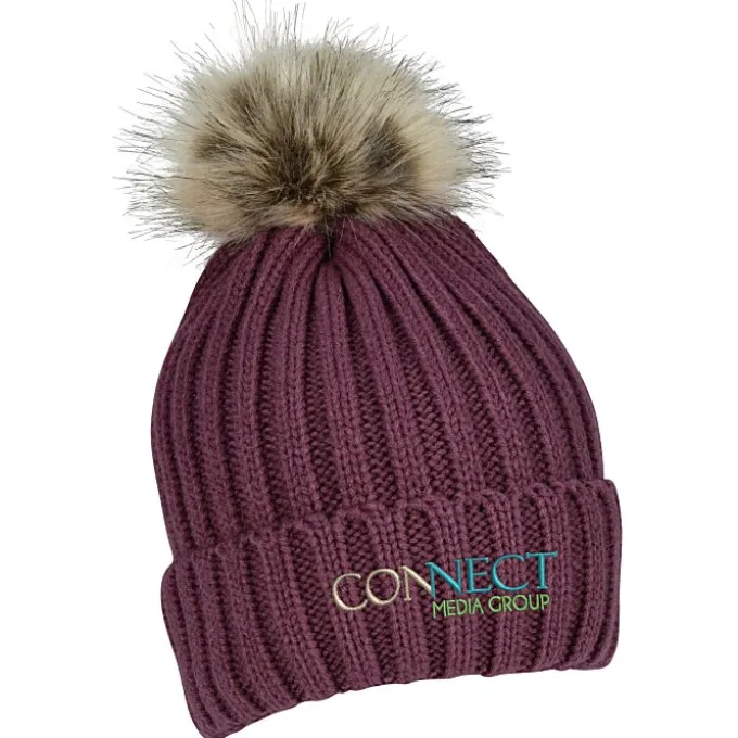 Chunky Knit Faux Fur Pom Beanie