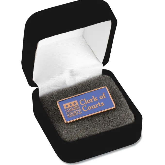 Classic Die Cast Lapel Pin - Rectangle - Gift Box