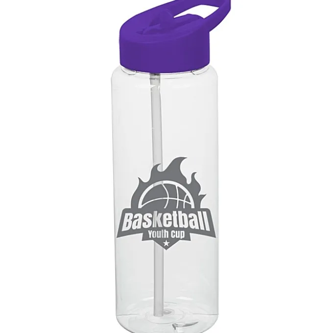 Clear Impact Guzzler Sport Bottle with Flip Straw Lid - 32 oz