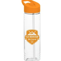 Clear Impact Halcyon Water Bottle with Flip Straw Lid - 24 oz