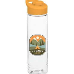 Clear Impact Halcyon Water Bottle with Flip Carry Lid - 24 oz - Full Color