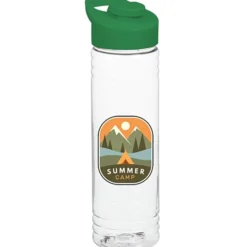 Clear Impact Halcyon Water Bottle with Flip Carry Lid - 24 oz - Full Color
