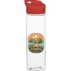 Clear Impact Halcyon Water Bottle with Flip Carry Lid - 24 oz - Full Color