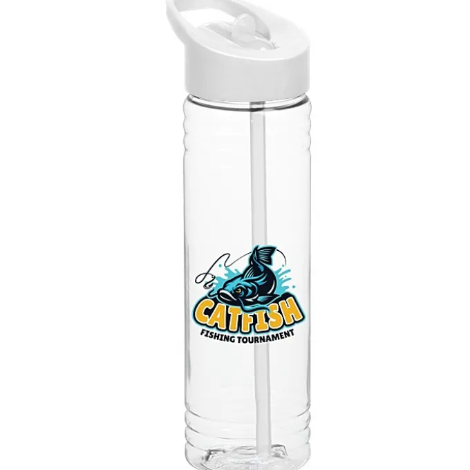Clear Impact Halcyon Water Bottle with Flip Straw Lid - 24 oz - Full Color