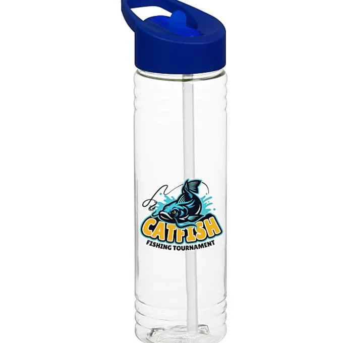 Clear Impact Halcyon Water Bottle with Flip Straw Lid - 24 oz - Full Color