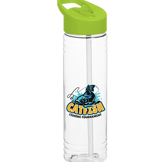 Clear Impact Halcyon Water Bottle with Flip Straw Lid - 24 oz - Full Color