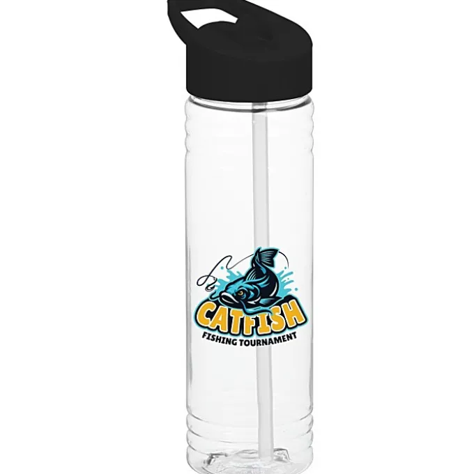 Clear Impact Halcyon Water Bottle with Flip Straw Lid - 24 oz - Full Color
